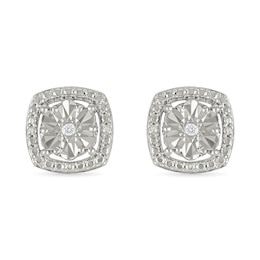 Diamond Accent Square Stud Earrings Sterling Silver
