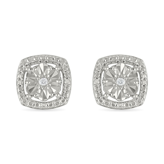 Diamond Accent Square Stud Earrings Sterling Silver