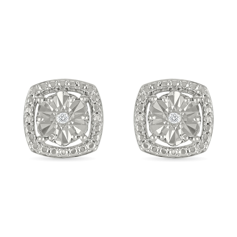 Main Image 1 of Diamond Accent Square Stud Earrings Sterling Silver