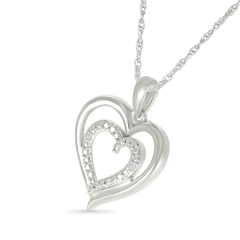 Main Image 2 of Diamond Accent Double Open Heart Necklace Sterling Silver