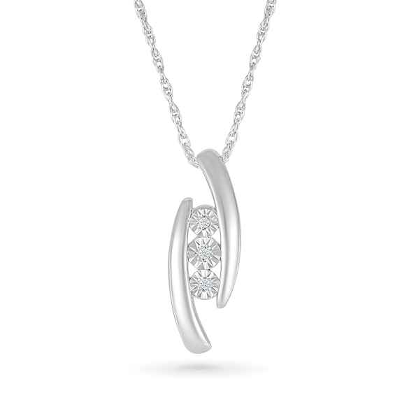 Diamond Accent 3-Stone Bypass Necklace Sterling Silver