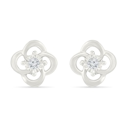 KAY Lab-Grown Diamond Accent Open Flower Stud Earrings Sterling Silver
