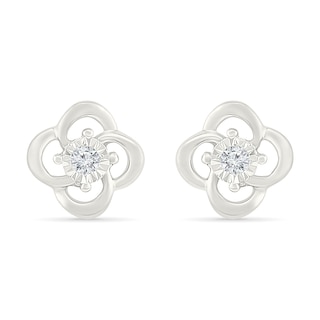 KAY Lab-Grown Diamond Accent Open Flower Stud Earrings Sterling Silver