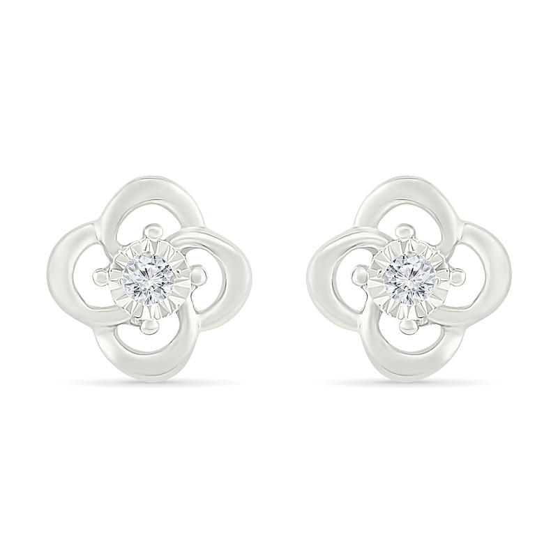 Main Image 1 of KAY Lab-Grown Diamond Accent Open Flower Stud Earrings Sterling Silver