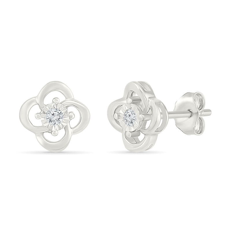 Main Image 2 of KAY Lab-Grown Diamond Accent Open Flower Stud Earrings Sterling Silver
