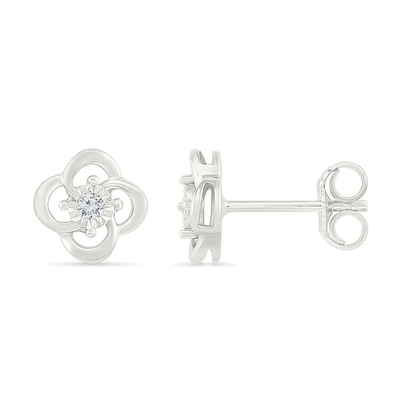 Main Image 3 of KAY Lab-Grown Diamond Accent Open Flower Stud Earrings Sterling Silver