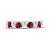 Thumbnail Image 3 of Heart-Shaped Lab-Created Ruby & White Lab-Created Sapphire Alternating Ring Sterling Silver