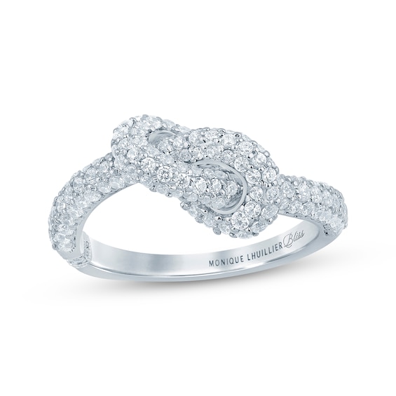 Monique Lhuillier Bliss Lab-Grown Diamond Knot Fashion Ring 1 ct tw Platinum-Plated Sterling Silver