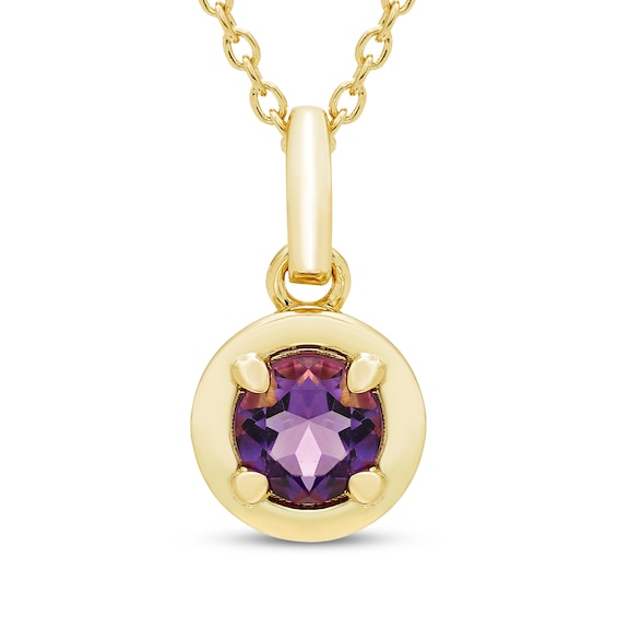 STUDIO BY KAY Amethyst Solitaire Necklace 24K Yellow Gold Vermeil Sterling Silver 18"