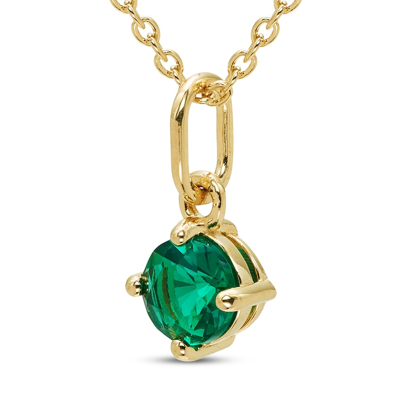 Main Image 2 of STUDIO BY KAY Round-Cut Lab-Created Emerald Solitaire Necklace 24K Yellow Gold Vermeil Sterling Silver 18"