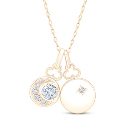 KAY Lab-Grown Diamonds Moon & Star Charm Necklace 1/2 ct tw 10K Yellow Gold 18"