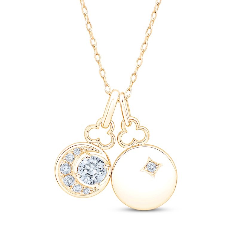 Main Image 1 of KAY Lab-Grown Diamonds Moon & Star Charm Necklace 1/2 ct tw 10K Yellow Gold 18"