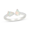 Thumbnail Image 1 of Pear-Shaped Lab-Created Opal & White Lab-Created Sapphire Deconstructed Ring Sterling Silver