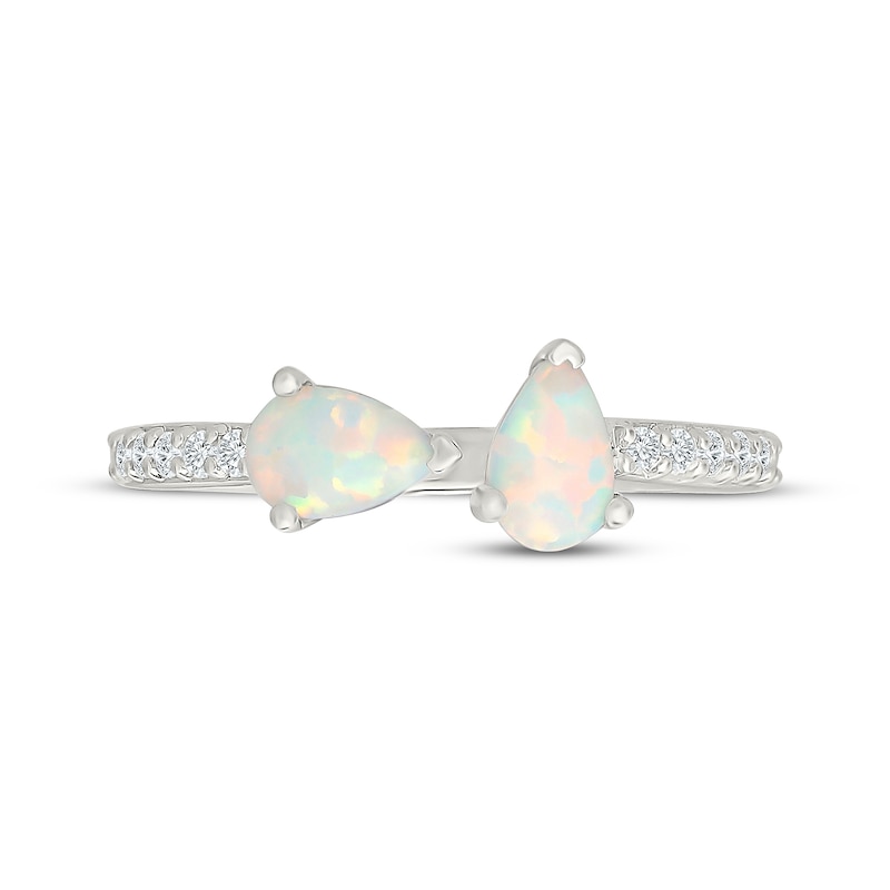 Main Image 2 of Pear-Shaped Lab-Created Opal & White Lab-Created Sapphire Deconstructed Ring Sterling Silver