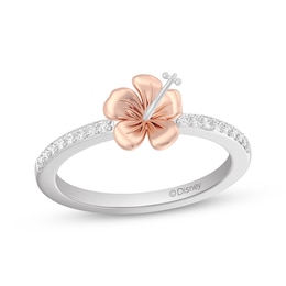 Disney Treasures Lilo & Stitch Lab-Grown Diamond Fashion Ring 1/10 ct tw Sterling Silver & 18K Rose Gold Plate