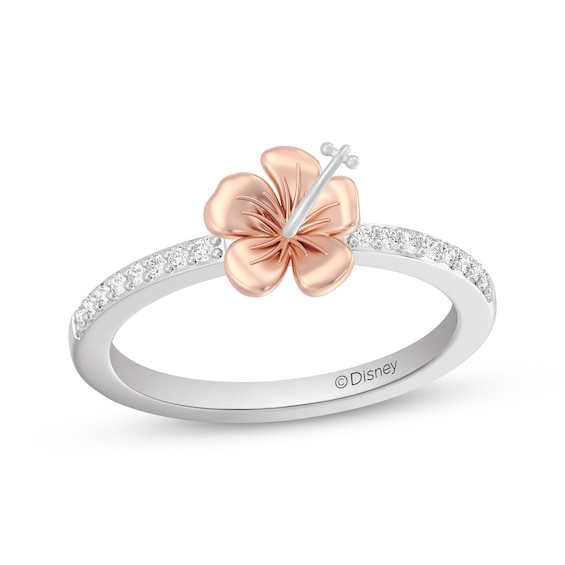 Disney Treasures Lilo & Stitch Lab-Grown Diamond Fashion Ring 1/10 ct tw Sterling Silver & 18K Rose Gold Plate