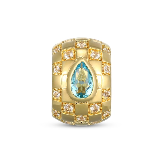 STUDIO BY KAY Pear-Shaped Swiss Blue Topaz & White Lab-Created Sapphire Rondelle Charm 24K Yellow Gold Vermeil Sterling Silver