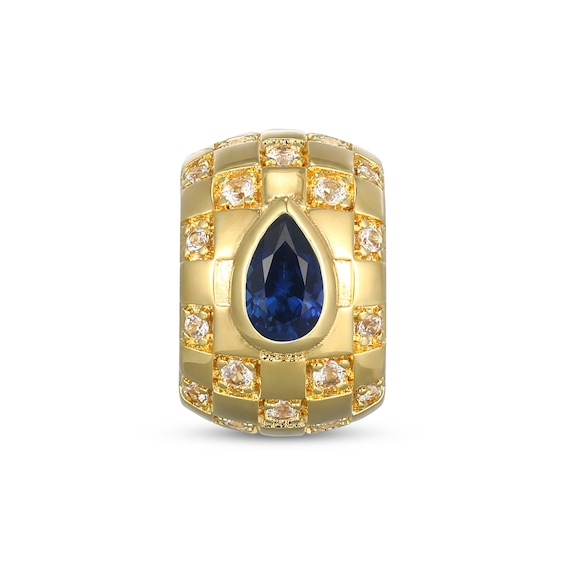 STUDIO BY KAY Pear-Shaped Blue Lab-Created Sapphire & White Lab-Created Sapphire Rondelle Charm 24K Yellow Gold Vermeil Sterling Silver