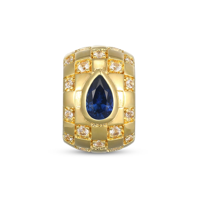 Main Image 1 of STUDIO BY KAY Pear-Shaped Blue Lab-Created Sapphire & White Lab-Created Sapphire Rondelle Charm 24K Yellow Gold Vermeil Sterling Silver