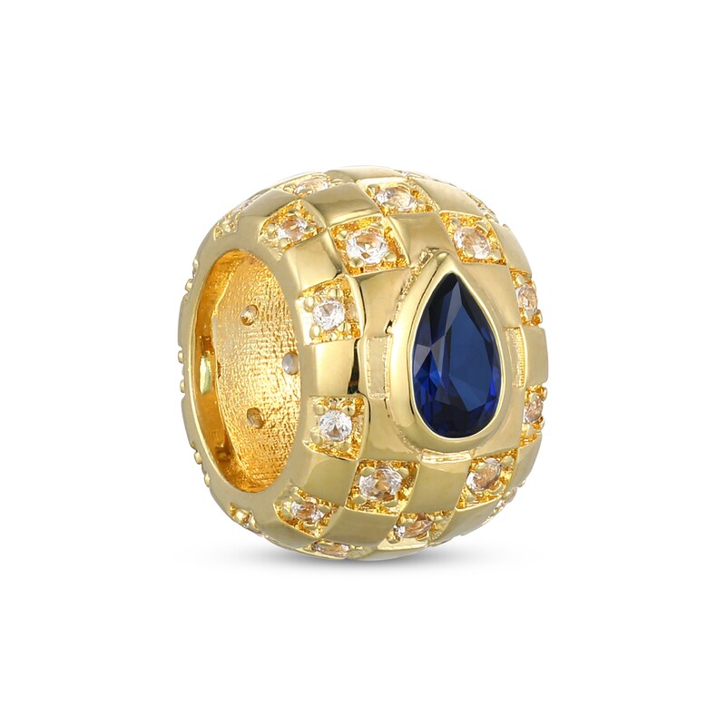 Main Image 2 of STUDIO BY KAY Pear-Shaped Blue Lab-Created Sapphire & White Lab-Created Sapphire Rondelle Charm 24K Yellow Gold Vermeil Sterling Silver