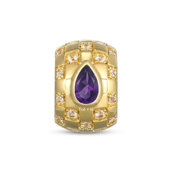STUDIO BY KAY Pear-Shaped Amethyst & White Lab-Created Sapphire Rondelle Charm 24K Yellow Gold Vermeil Sterling Silver