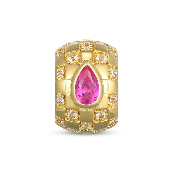 STUDIO BY KAY Pear-Shaped Pink Lab-Created Sapphire & White Lab-Created Sapphire Rondelle Charm 24K Yellow Gold Vermeil Sterling Silver