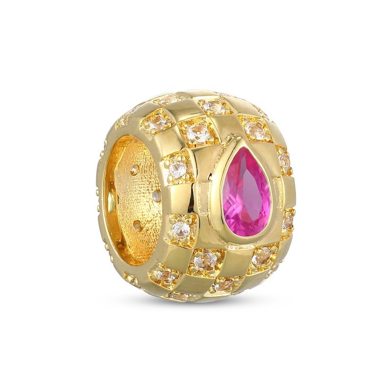 Main Image 2 of STUDIO BY KAY Pear-Shaped Pink Lab-Created Sapphire & White Lab-Created Sapphire Rondelle Charm 24K Yellow Gold Vermeil Sterling Silver