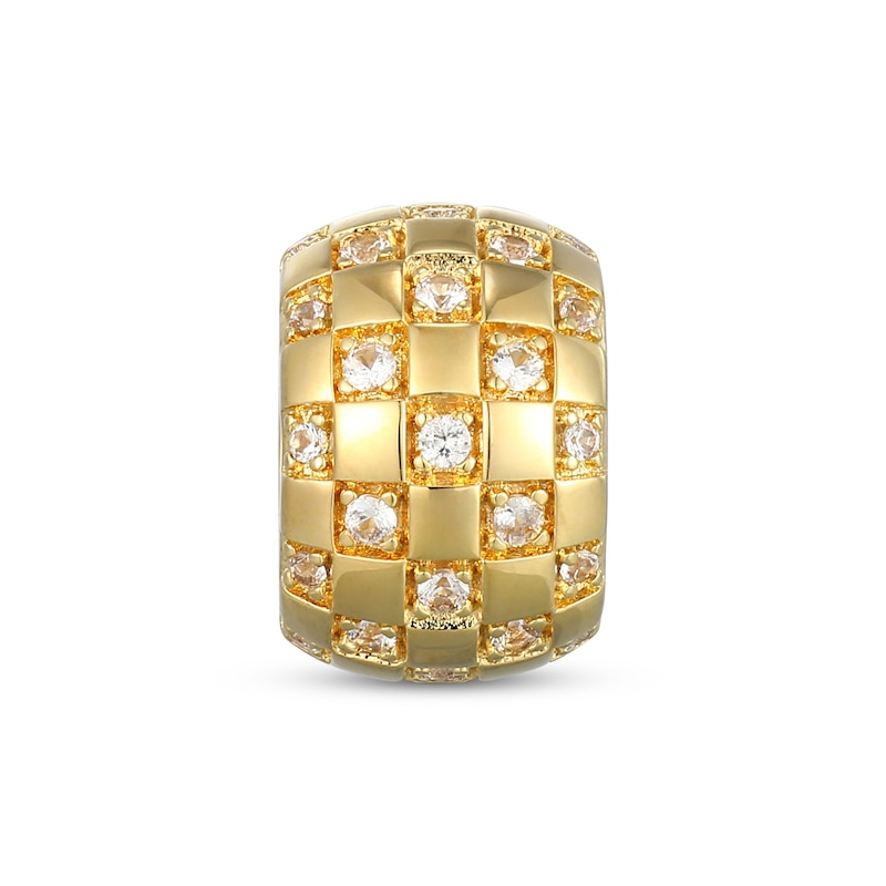 Main Image 3 of STUDIO BY KAY Pear-Shaped Pink Lab-Created Sapphire & White Lab-Created Sapphire Rondelle Charm 24K Yellow Gold Vermeil Sterling Silver