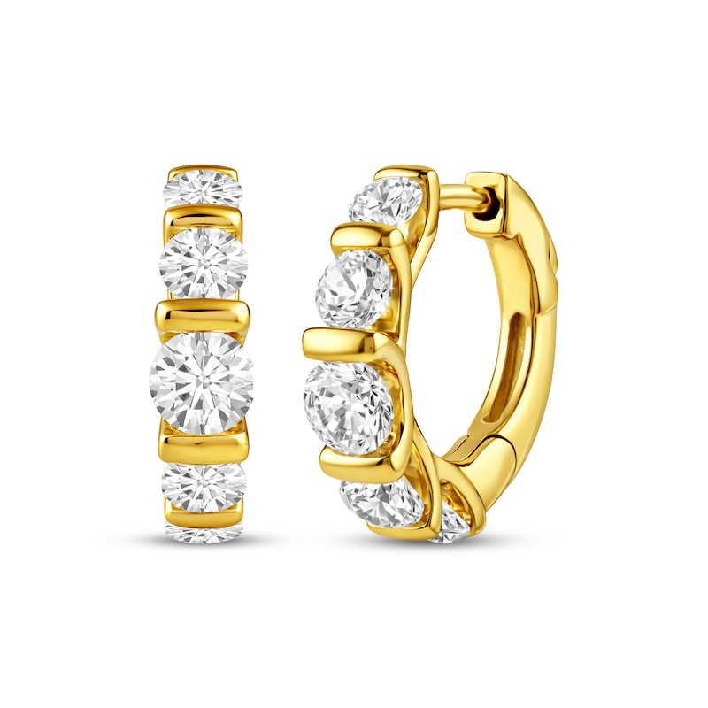 Main Image 1 of KAY Lab-Grown Diamonds Graduated Hoop Earrings 2 ct tw 24K Yellow Gold Vermeil Sterling Silver