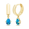 Thumbnail Image 1 of STUDIO BY KAY Pear-Shaped Swiss Blue Topaz Solitaire Hoop Drop Earrings 24K Yellow Gold Vermeil Sterling Silver