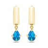 Thumbnail Image 2 of STUDIO BY KAY Pear-Shaped Swiss Blue Topaz Solitaire Hoop Drop Earrings 24K Yellow Gold Vermeil Sterling Silver