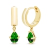 Thumbnail Image 1 of STUDIO BY KAY Pear-Shaped Lab-Created Emerald Solitaire Hoop Drop Earrings 24K Yellow Gold Vermeil Sterling Silver