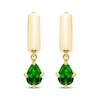 Thumbnail Image 2 of STUDIO BY KAY Pear-Shaped Lab-Created Emerald Solitaire Hoop Drop Earrings 24K Yellow Gold Vermeil Sterling Silver