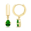 Thumbnail Image 3 of STUDIO BY KAY Pear-Shaped Lab-Created Emerald Solitaire Hoop Drop Earrings 24K Yellow Gold Vermeil Sterling Silver
