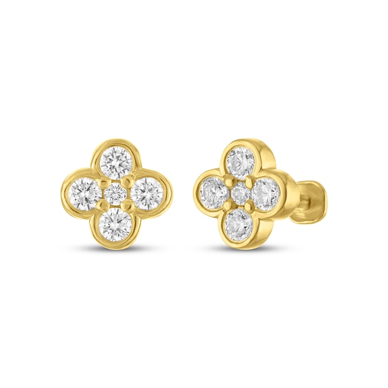 STUDIO BY KAY Lab-Grown Diamond Clover Stud Earrings 3/8 ct tw 24K Yellow Gold Vermeil Sterling Silver