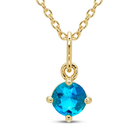 STUDIO BY KAY Swiss Blue Topaz Solitaire Necklace 24K Yellow Gold Vermeil Sterling Silver 18"