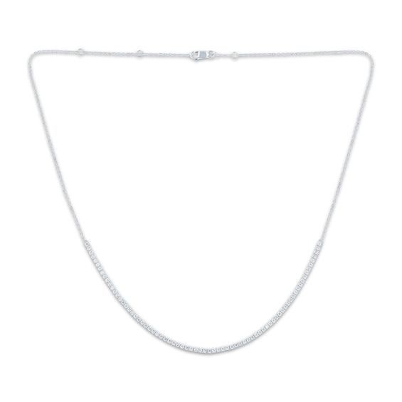 Diamond Line & Chain Necklace 1 ct tw 10K White Gold 18"