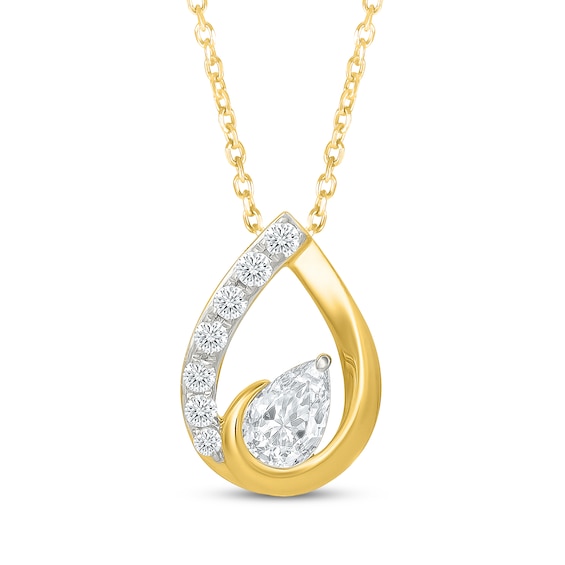 KAY Lab-Grown Diamonds Pear-Shaped Teardrop Necklace 1/2 ct tw 10K Yellow Gold 18"
