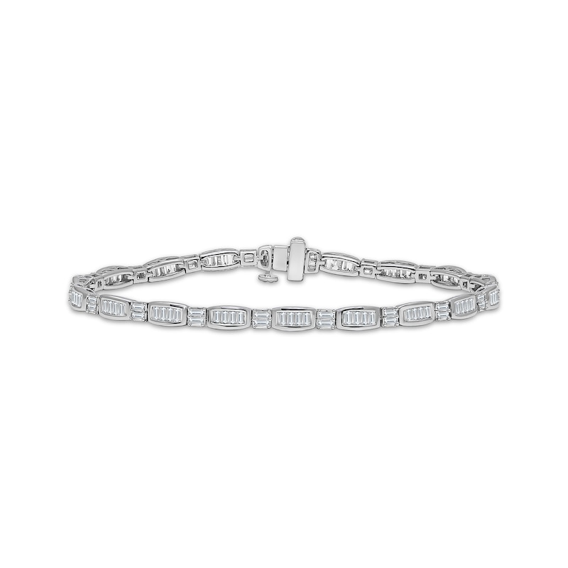 Main Image 1 of KAY Lab-Grown Diamonds Baguette-Cut Link Bracelet 2 ct tw 14K White Gold