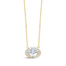 Monique Lhuillier Bliss Certified Lab-Grown Diamond Flared Halo Necklace 2-1/4 ct tw 24K Yellow Gold Vermeil Sterling Silver 17.5"