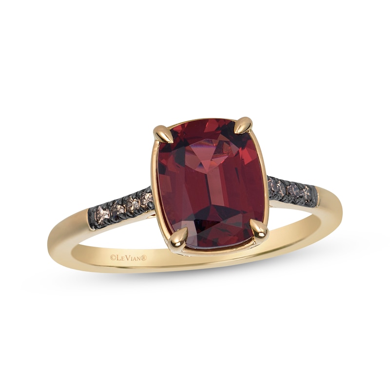 Main Image 1 of Le Vian Antique Cushion-Cut Natural Garnet Ring 1/20 ct tw Diamonds 14K Honey Gold