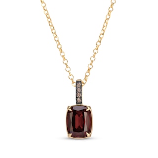 Le Vian Antique Cushion-Cut Natural Garnet Necklace Diamond Accent 14K Honey Gold 19"