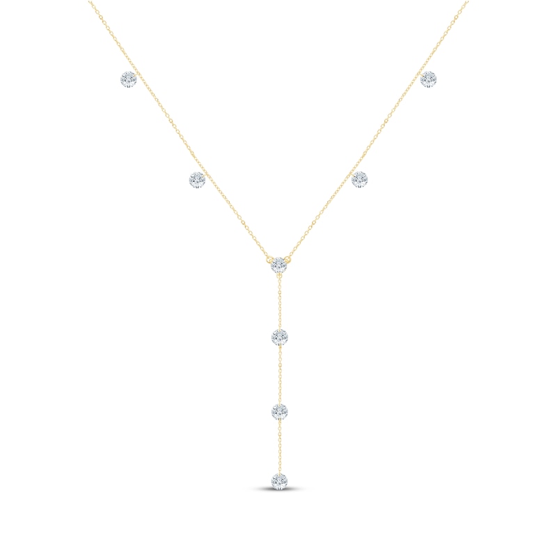 Main Image 1 of KAY Lab-Grown Diamonds Pierced "Y" Necklace 2 ct tw 10K Yellow Gold 18"