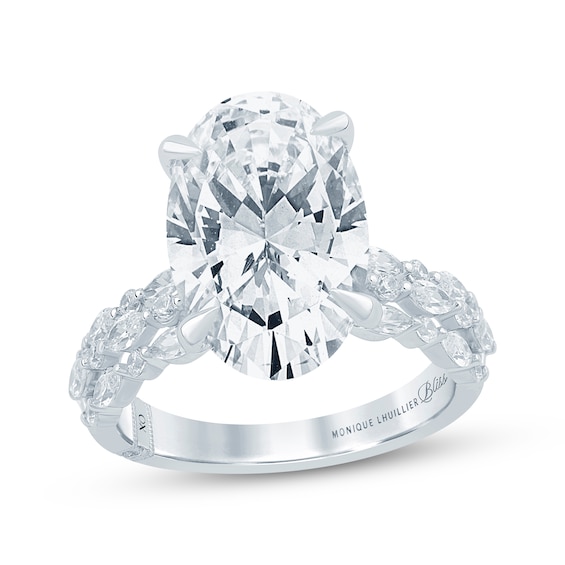 Monique Lhuillier Bliss Certified Oval-Cut Lab-Grown Diamond Engagement Ring 6-3/4 ct tw 18K White Gold