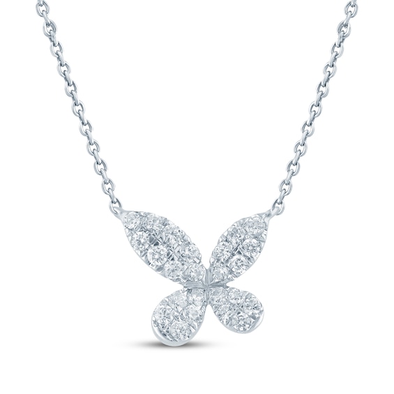 Monique Lhuillier Bliss Lab-Grown Diamond Butterfly Necklace 1/3 ct tw Platinum-Plated Sterling Silver