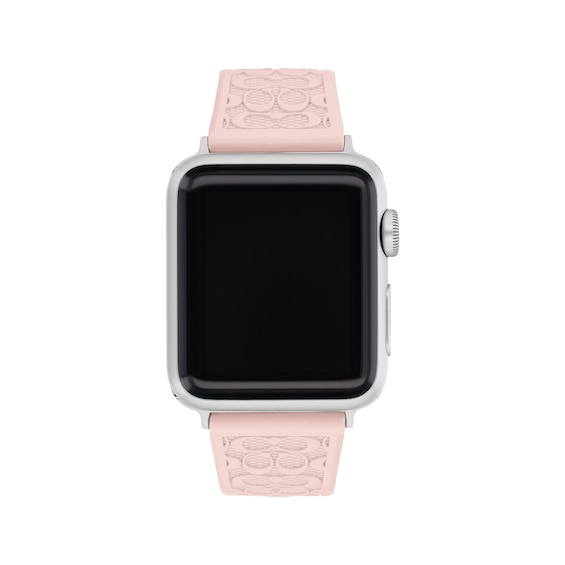 COACH Light Pink Silicone Women's Apple Watch Strap 14700260
