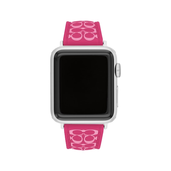 COACH Two-Tone Pink Silicone Women's Apple Watch Strap 14700287