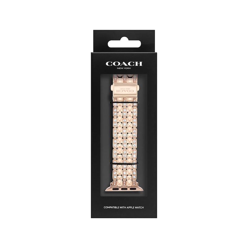 Main Image 4 of COACH Pavé Crystal Rose Gold-Tone Stainless Steel Women's Apple Watch Strap 14700263