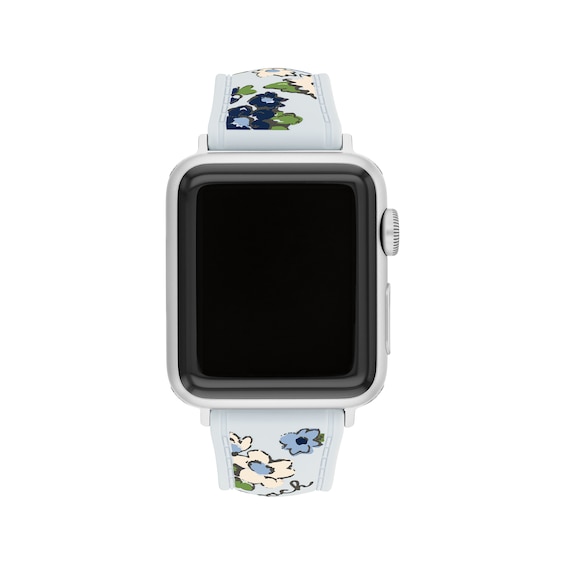 COACH Blue Floral Silicone Apple Watch Strap 14700294