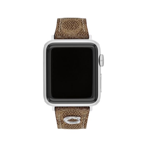 COACH Signature Tan Canvas Apple Watch Strap 14700289